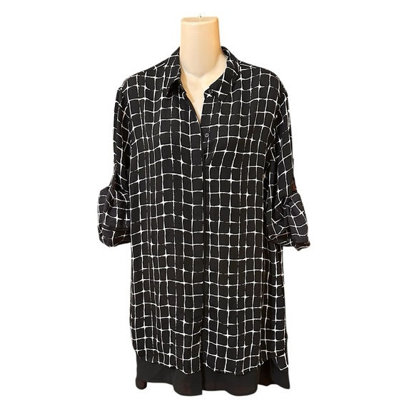Chico's Black Label Grid Pattern Tunic Top - Picture 4 of 12